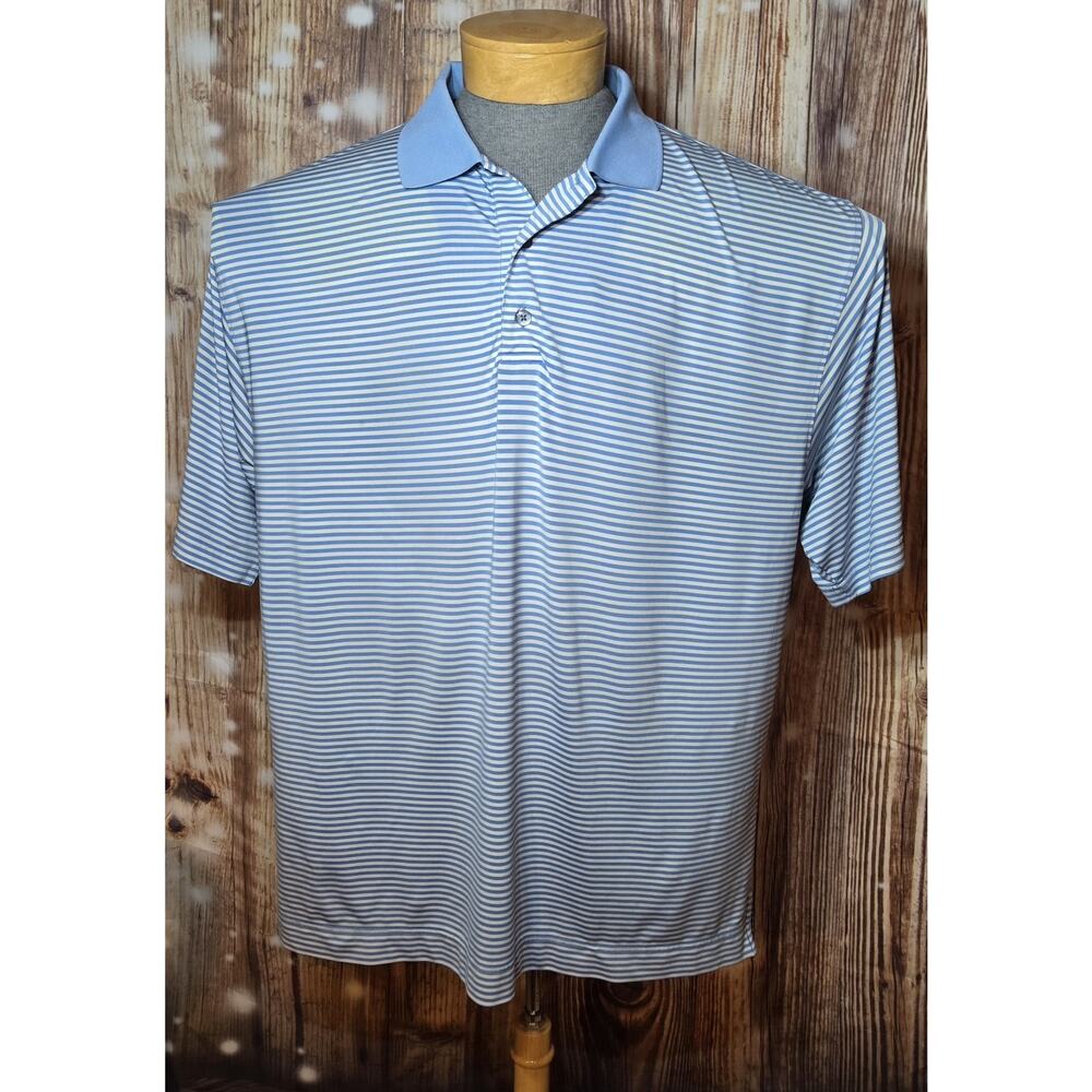 FootJoy ProDry Lisle Mens Sky Blue/White Striped Polo Golf Shirt XL Traditional